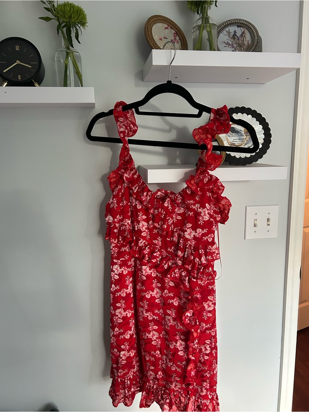 Red Floral Ruffle Mini Dress - Picture 2 of 2